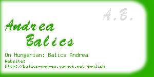 andrea balics business card